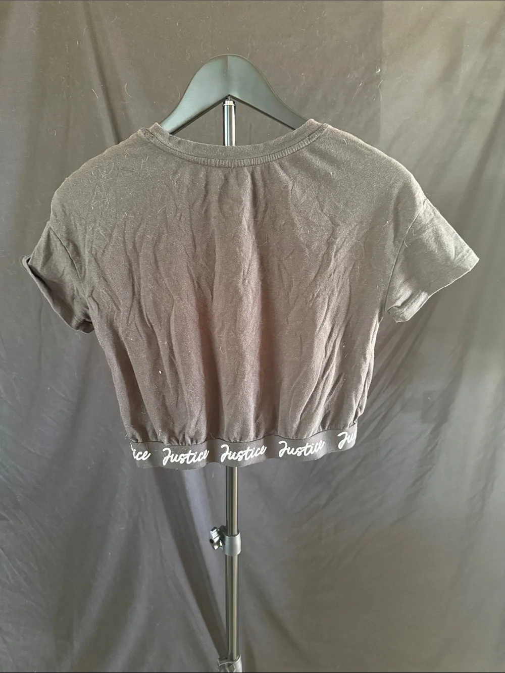 Justice Black Cropped Tee with Multicolor 'Move with Heart' Script
